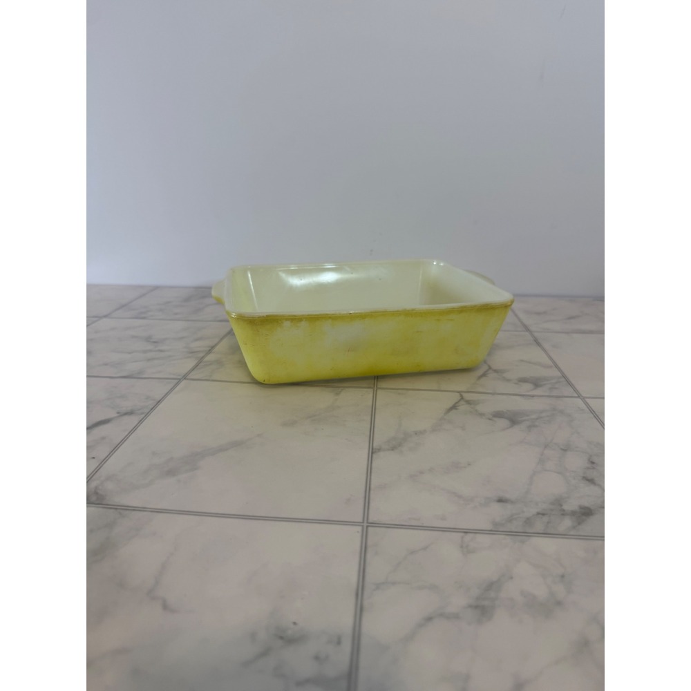 Vintage Pyrex 503 Yellow Refrigerator Dish Rectangular Opal Glass Baker 1.5 Qt
